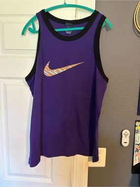 Nike Purple Tank Top with Black Trim and Multicolor Swoosh